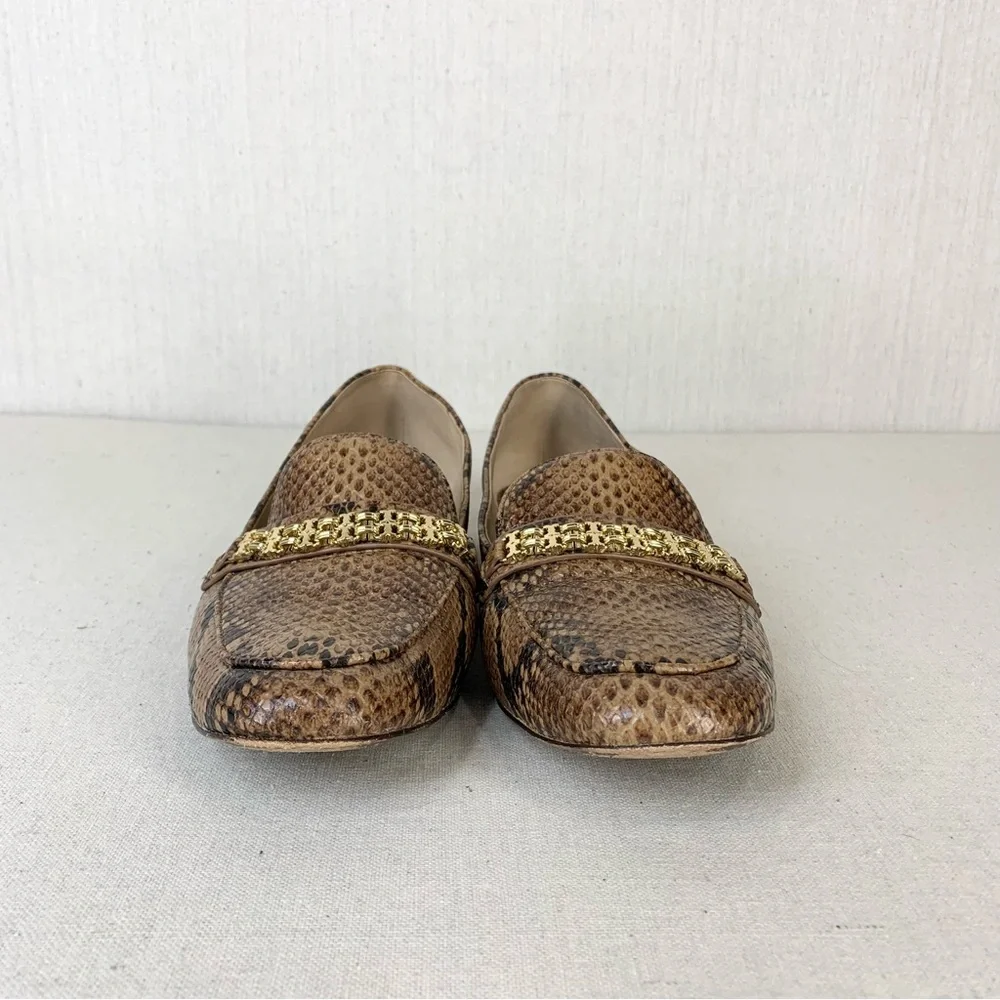 Tory Burch~Women’s “Roccia” Python Gemini‎ Link Leather Loafers/Flats~Sz 10.5 - Picture 5 of 13